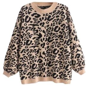 Goodnight Macaroon Leopard Print Sweater - Black and Cream XL